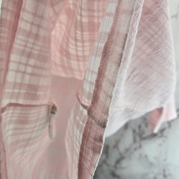 & Other Stories Shirt Womens 4 6 Small Light Pink Plaid Short Sleeve Sheer - Picture 10 of 11